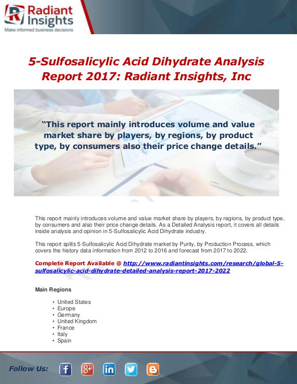 Market Forecasts and Industry Analysis Global 5-Sulfosalicylic Acid Dihydrate Detailed An