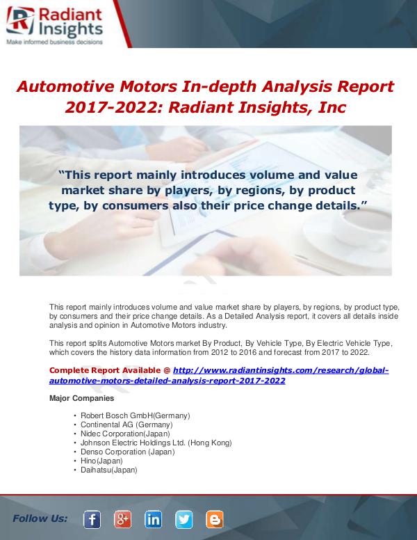 Market Forecasts and Industry Analysis Global Automotive Motors Detailed Analysis Report