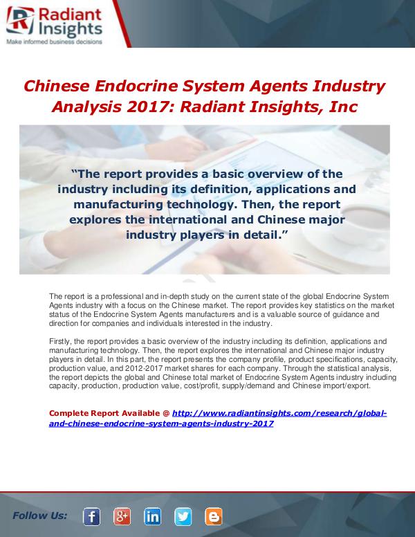 Market Forecasts and Industry Analysis Global and Chinese Endocrine System Agents Industr