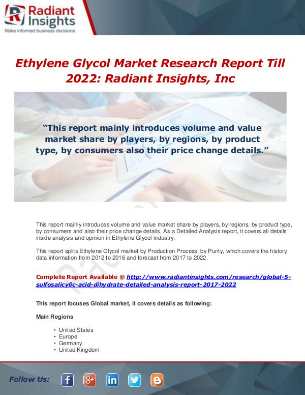Market Forecasts and Industry Analysis Global Ethylene Glycol Detailed Analysis Report 20