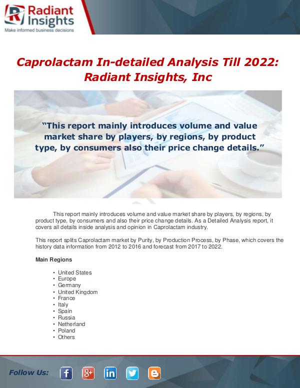 Global Caprolactam Detailed Analysis Report 2017-2