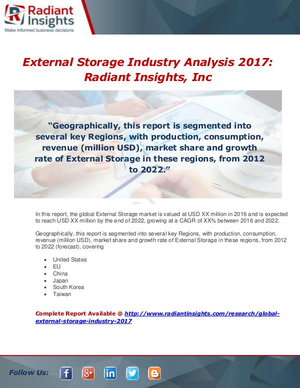 Market Forecasts and Industry Analysis Global External Storage Industry 2017 Market Resea