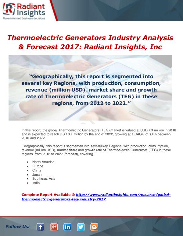 Market Forecasts and Industry Analysis Global Thermoelectric Generators (TEG) Industry 20