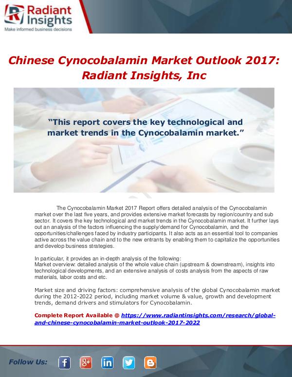 Market Forecasts and Industry Analysis Global and Chinese Cynocobalamin Market Outlook 20