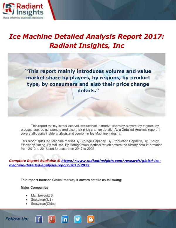 Market Forecasts and Industry Analysis Global Ice Machine Detailed Analysis Report 2017-2