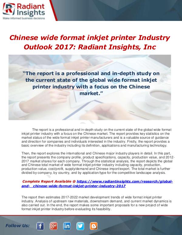 Market Forecasts and Industry Analysis Global and Chinese wide format inkjet printer Indu