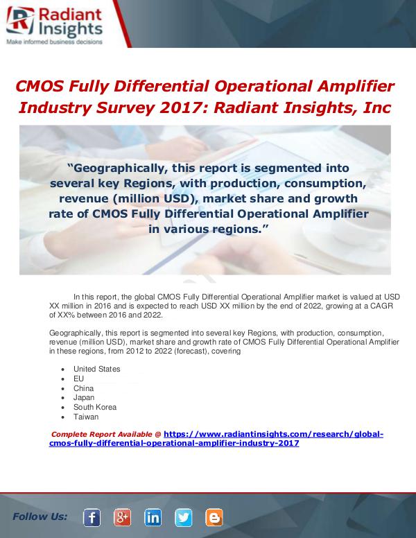 Market Forecasts and Industry Analysis Global CMOS Fully Differential Operational Amplifi