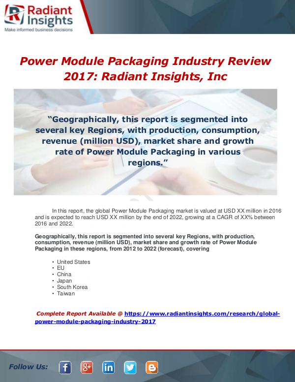 Market Forecasts and Industry Analysis Global Power Module Packaging Industry 2017 Market