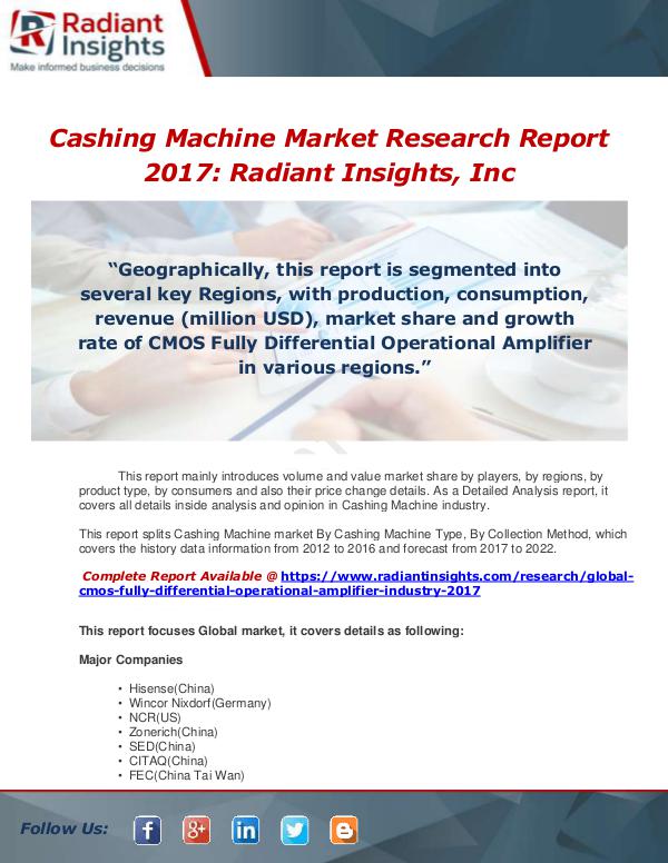 Market Forecasts and Industry Analysis Global Cashing Machine Detailed Analysis Report 20