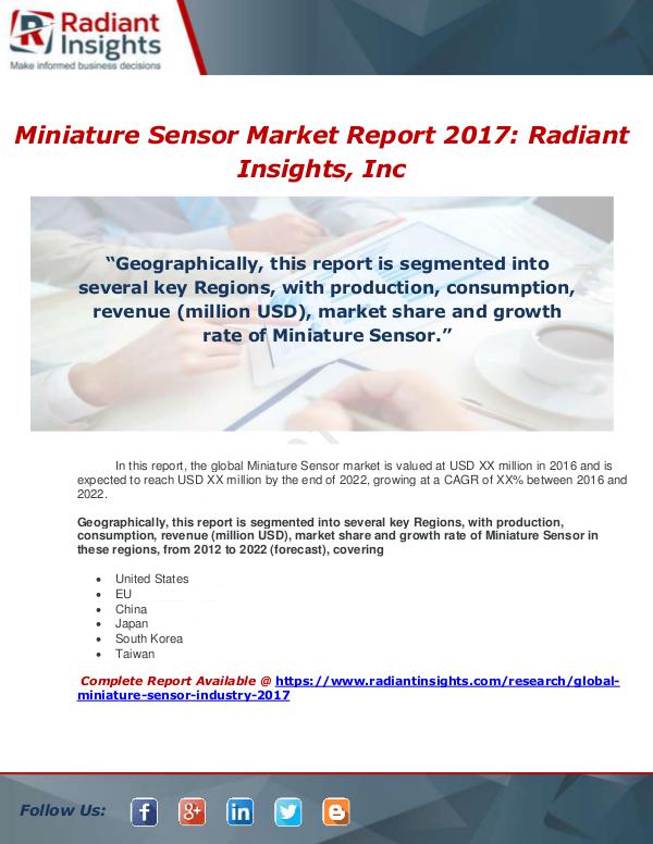 Market Forecasts and Industry Analysis Global Miniature Sensor Industry 2017 Market Resea