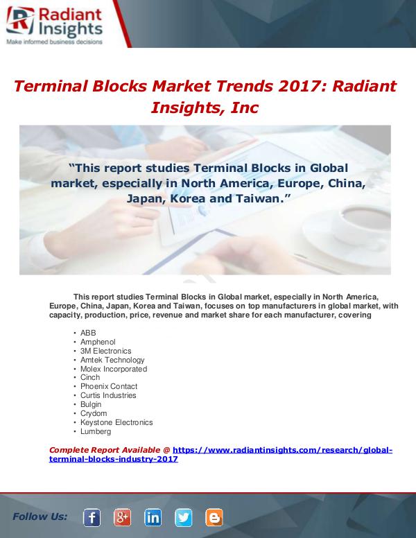 Market Forecasts and Industry Analysis Global Terminal Blocks Industry 2017 Market Resear