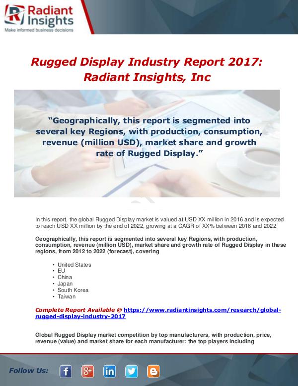 Market Forecasts and Industry Analysis Global Rugged Display Industry 2017 Market Researc