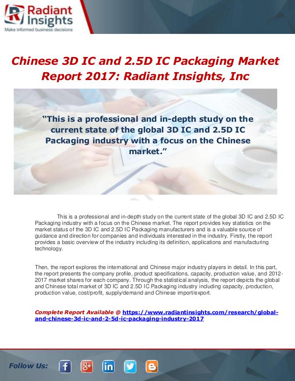 Market Forecasts and Industry Analysis Global and Chinese 3D IC and 2.5D IC Packaging Ind