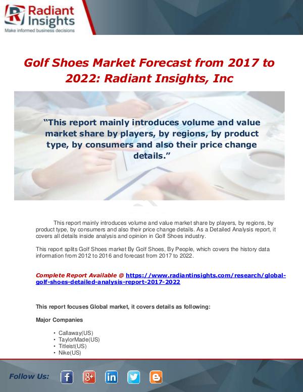 Market Forecasts and Industry Analysis Global Golf Shoes Detailed Analysis Report 2017-20