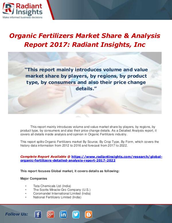 Market Forecasts and Industry Analysis Global Organic Fertilizers Detailed Analysis Repor