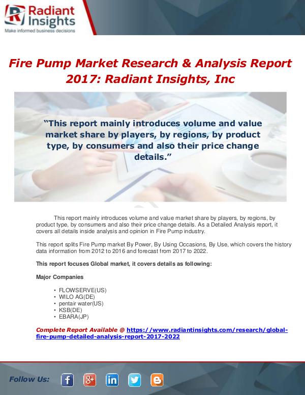 Market Forecasts and Industry Analysis Global FirePump Detailed Analysis Report 2017-2022