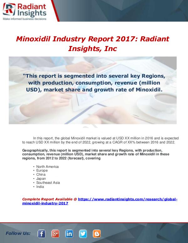 Market Forecasts and Industry Analysis Global Minoxidil Industry 2017 Market Research Rep