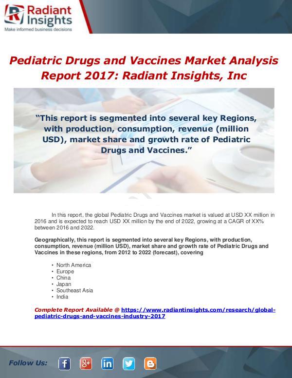 Market Forecasts and Industry Analysis Global Pediatric Drugs and Vaccines Industry 2017