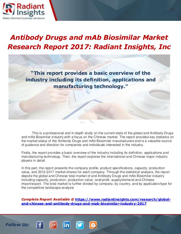 Market Forecasts and Industry Analysis Global and Chinese and Antibody Drugs and mAb Bios