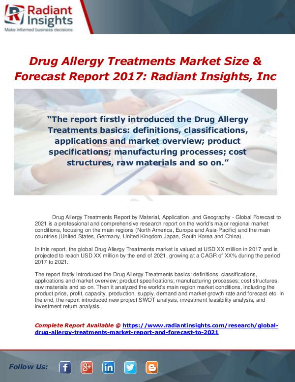 Market Forecasts and Industry Analysis Global Drug Allergy Treatments Market Report and F