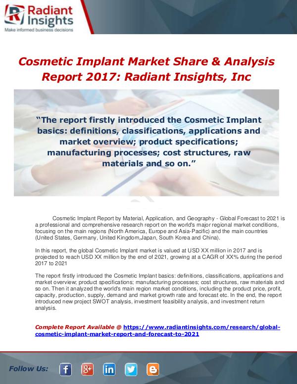 Market Forecasts and Industry Analysis Global Cosmetic Implant Market Report and Forecast