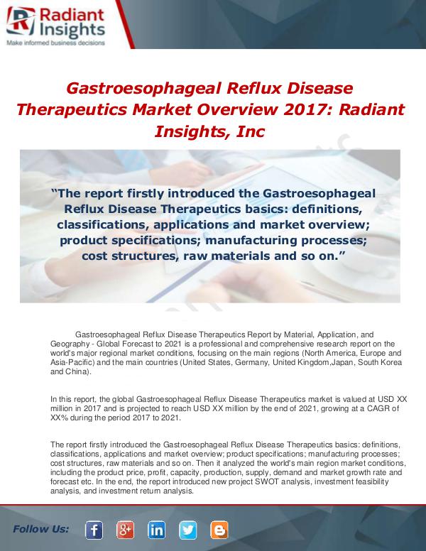 Market Forecasts and Industry Analysis Global Gastroesophageal Reflux Disease Therapeutic