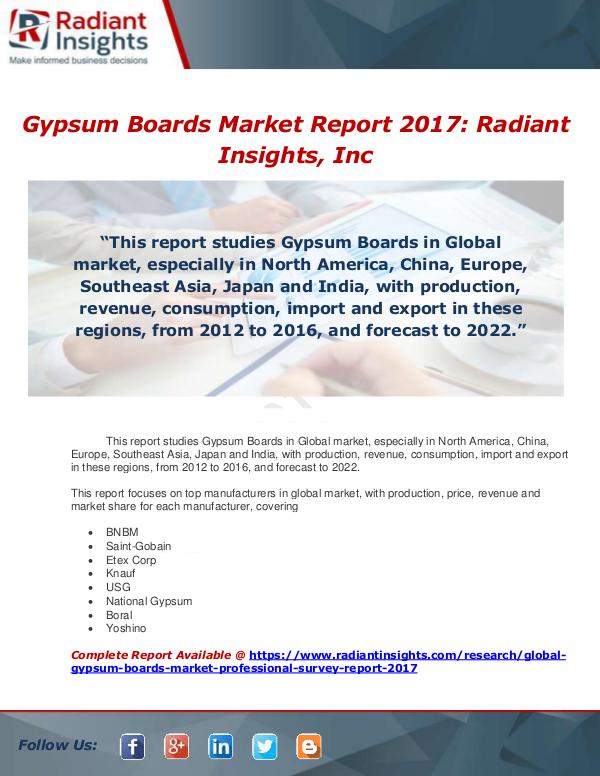 Market Forecasts and Industry Analysis Global Gypsum Boards Market Professional Survey Re