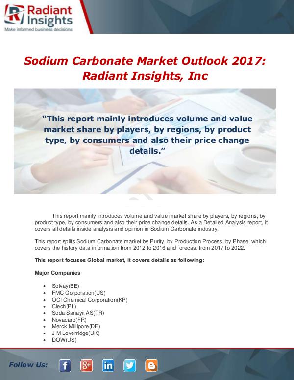 Market Forecasts and Industry Analysis Global Sodium Carbonate Detailed Analysis Report 2