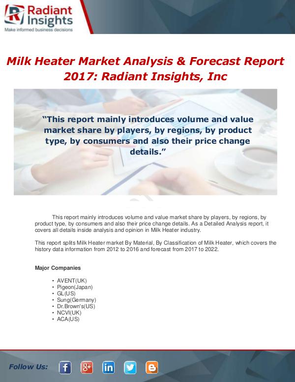Market Forecasts and Industry Analysis Global Milk Heater Detailed Analysis Report 2017-2