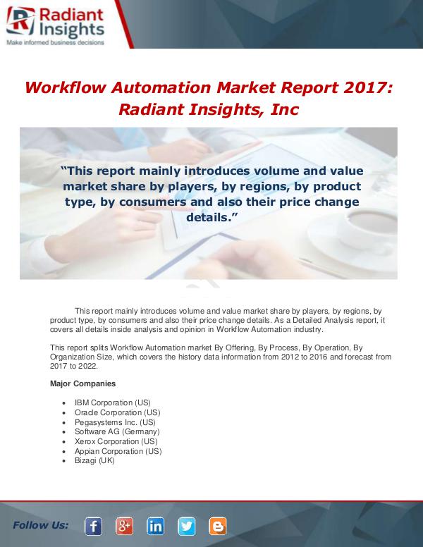 Market Forecasts and Industry Analysis Global Workflow Automation Detailed Analysis Repor