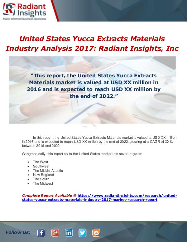 Market Forecasts and Industry Analysis United States Yucca Extracts Materials Industry 20