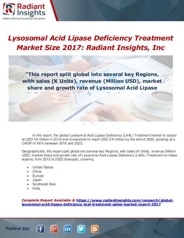 Market Forecasts and Industry Analysis Global Lysosomal Acid Lipase Deficiency (LAAL) Tre