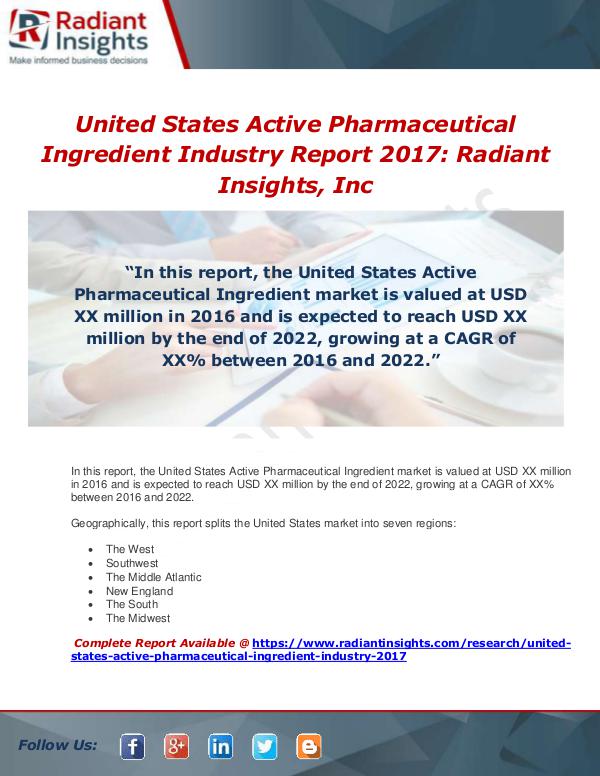 United States Active Pharmaceutical Ingredient Ind