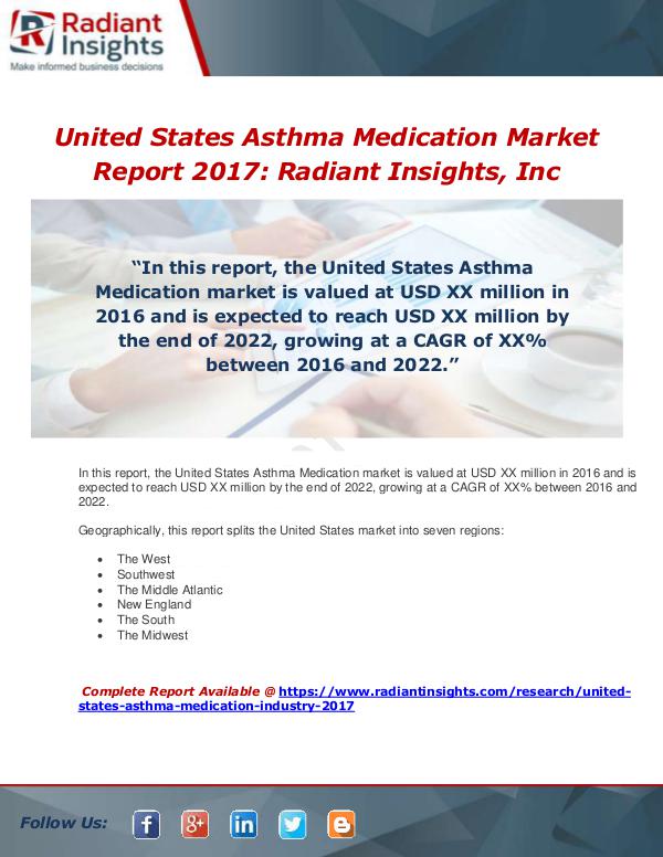Market Forecasts and Industry Analysis United States Asthma Medication Industry 2017 Mark