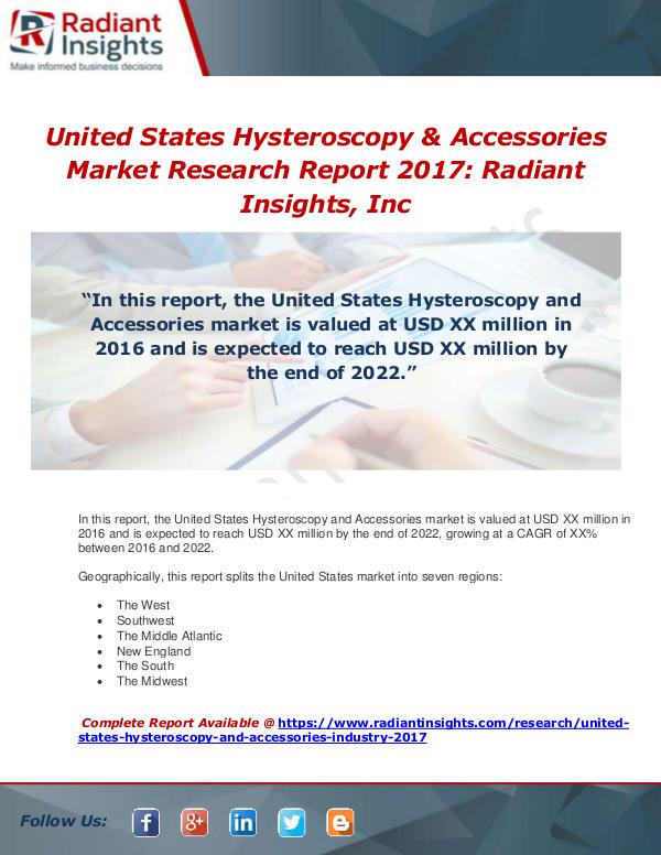 Market Forecasts and Industry Analysis United States Hysteroscopy and Accessories Industr