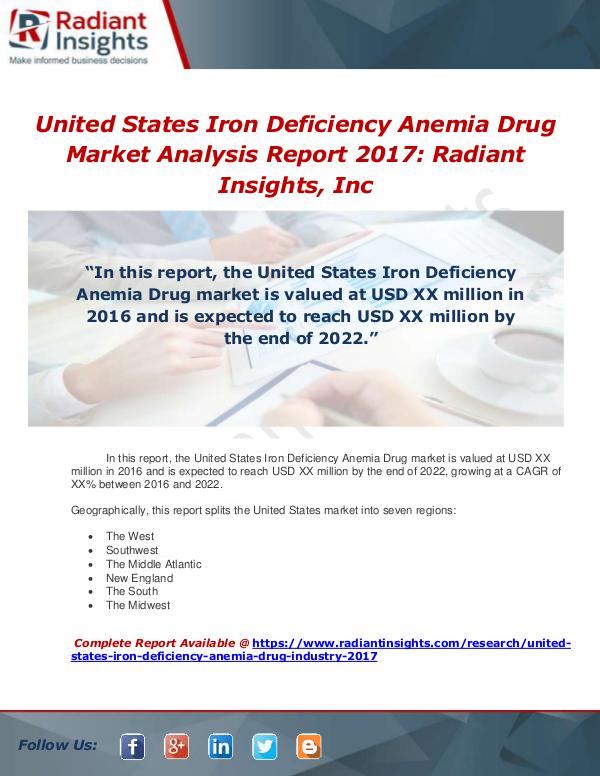 Market Forecasts and Industry Analysis United States Iron Deficiency Anemia Drug Industry