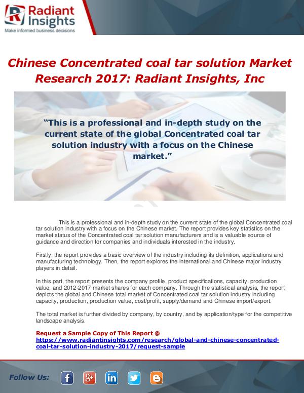 Market Forecasts and Industry Analysis Global and Chinese Concentrated coal tar solution