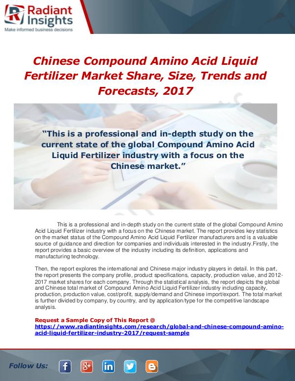 Market Forecasts and Industry Analysis Global and Chinese Compound Amino Acid Liquid Fert