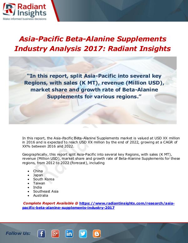 Market Forecasts and Industry Analysis Asia-Pacific Beta-Alanine Supplements Industry 201