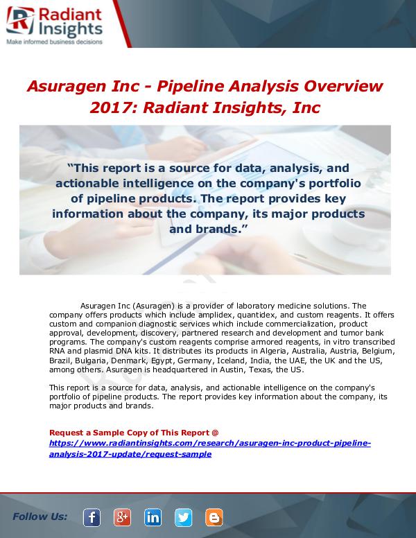 Market Forecasts and Industry Analysis Asuragen Inc - Product Pipeline Analysis, 2017 Upd
