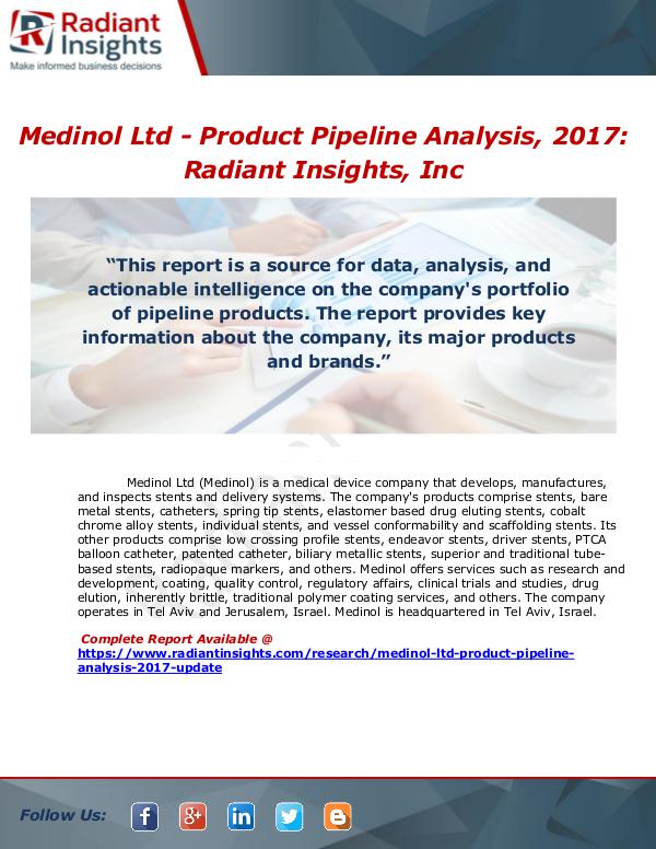 Market Forecasts and Industry Analysis Medinol Ltd - Product Pipeline Analysis, 2017 Upda
