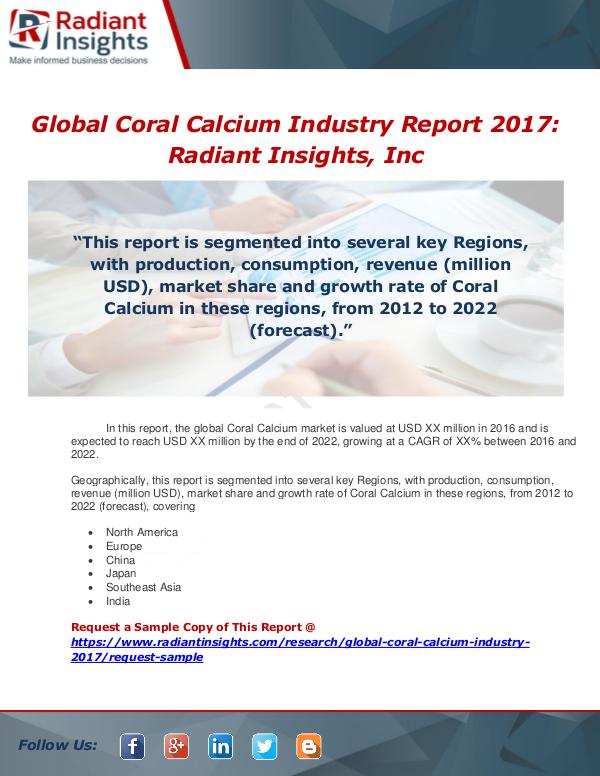 Market Forecasts and Industry Analysis Global Coral Calcium Industry 2017 Market Research