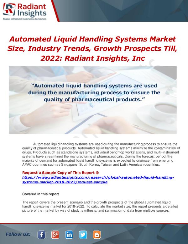 Market Forecasts and Industry Analysis Global Automated Liquid Handling Systems Market 20