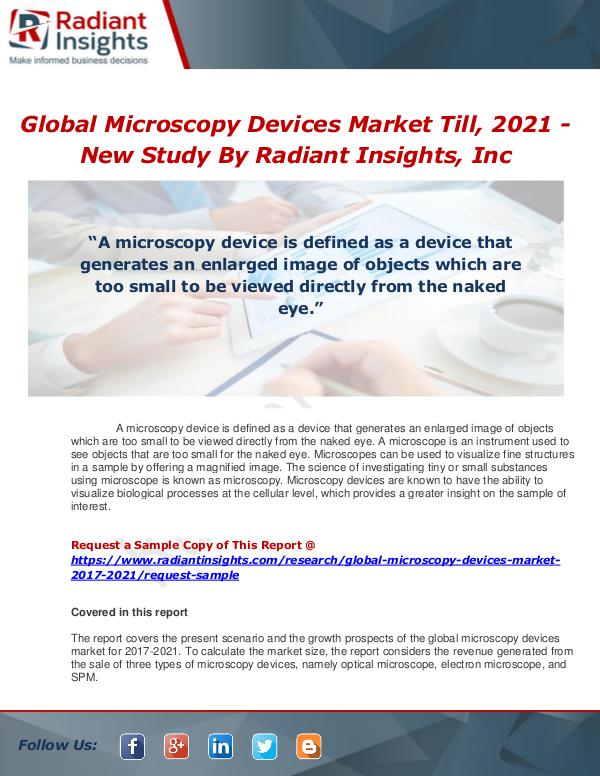 Market Forecasts and Industry Analysis Global Microscopy Devices Market 2017-2021