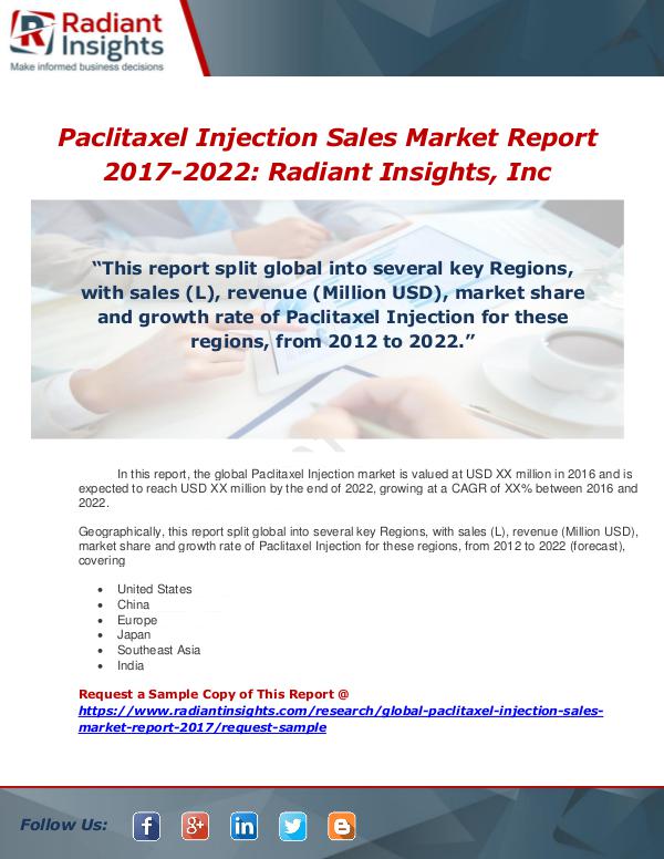 Market Forecasts and Industry Analysis Global Paclitaxel Injection Sales Market Report 20