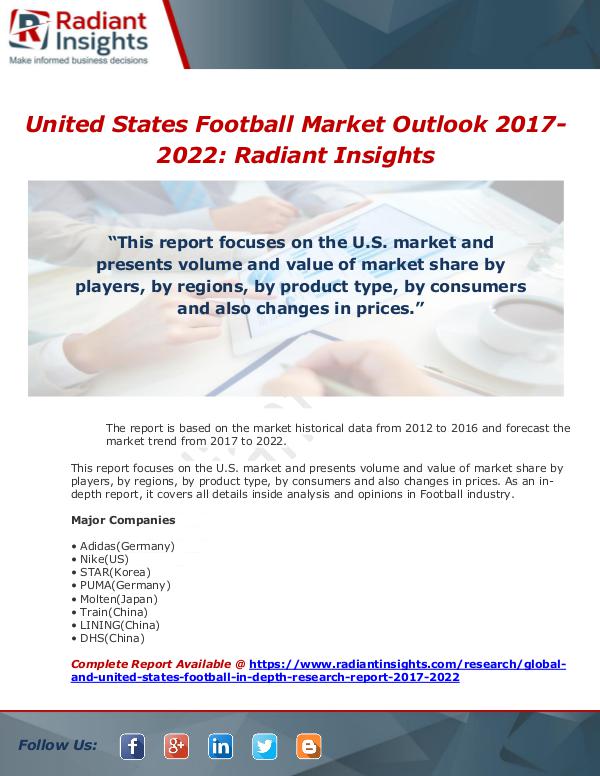Market Forecasts and Industry Analysis United States Football Market Outlook 2017-2022