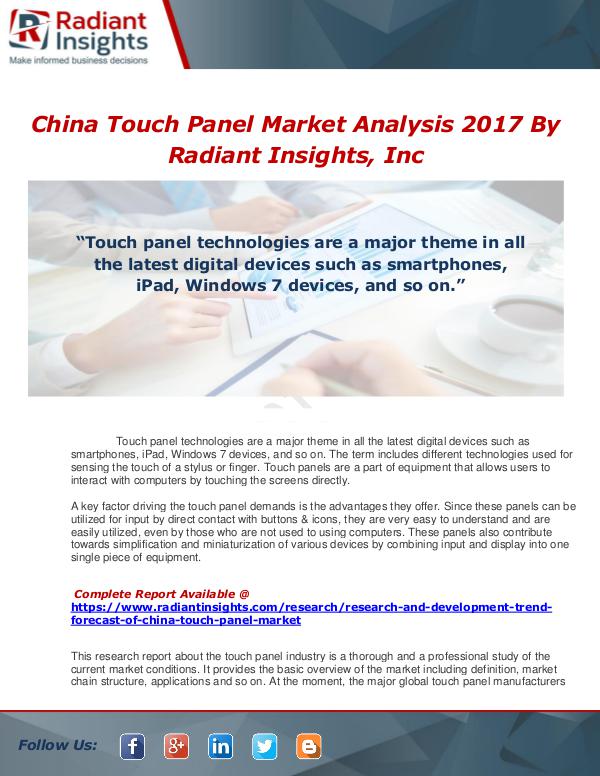 Market Forecasts and Industry Analysis China Touch Panel Market Development Trend Forecas