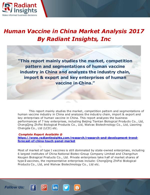 Market Forecasts and Industry Analysis Human Vaccine Industry Key Enterprises- Beijing Ti