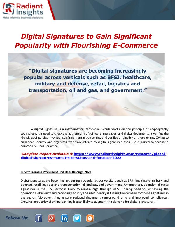 Market Forecasts and Industry Analysis Digital Signatures to Gain Significant Popularity