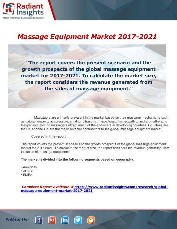Market Forecasts and Industry Analysis Massage Equipment Market 2017-2021